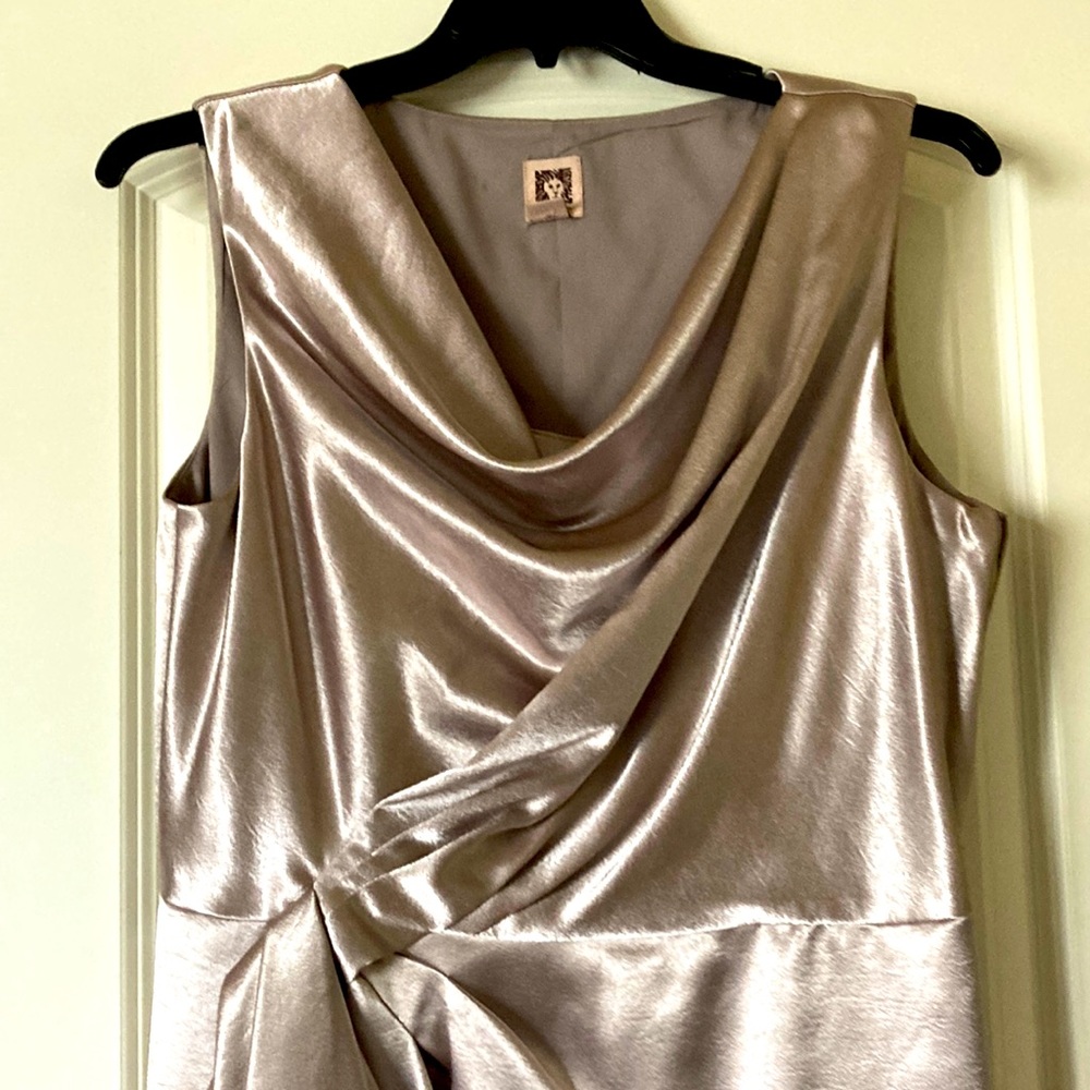 Anne Klein pewter metallic sheath dress size 16